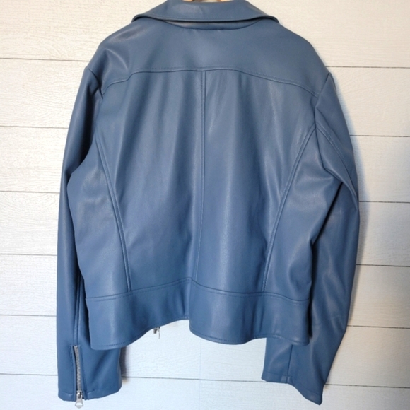 Scoop Blue Vegan Leather Moto Jacket - Picture 10 of 10